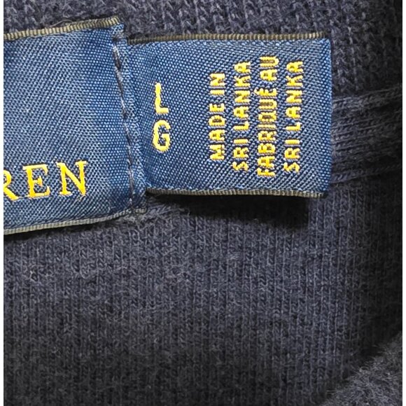 Ralph Lauren Polo Navy Blue 1/4 Zip Pullover Sweater With Red Logo Size L - Picture 9 of 10